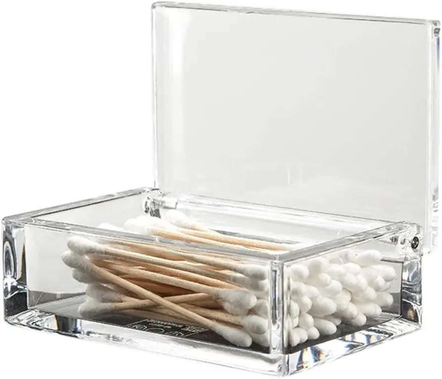 Clear Acrylic Q-Tip Holder, Bathroom Cotton Swab Dispenser, 4x2.8x1.6 inches
Clear Acrylic Q-Tip Holder, Bathroom Cotton Swab Dispenser, 4x2.8x1.6 inches