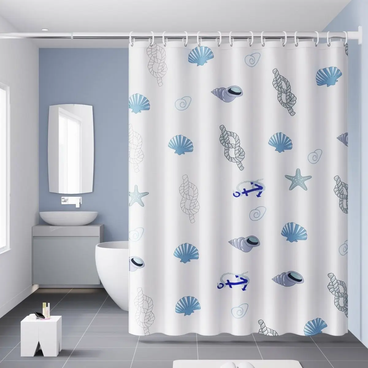Shower Curtain Cartoon Shell Printed Waterproof Bathroom Curtain White PEVA Fabric Water Resistant Shower Curtains for Toilet
Shower Curtain Cartoon Shell Printed Waterproof Bathroom Curtain White PEVA Fabric Water Resistant Shower Curtains for Toilet