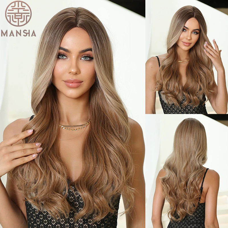 European American high-temperature synthetic brown-gold women's wig with highlights, long curly hair, and big waves
European American high-temperature synthetic brown-gold women's wig with highlights, long curly hair, and big waves