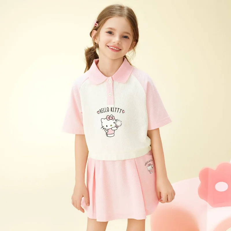 Sanrio Hello Kitty Summer Suit Girl T-Shirt Short Skirt Cartoon College Style Clothing Kawaii Children Tops Anime New Style
Sanrio Hello Kitty Summer Suit Girl T-Shirt Short Skirt Cartoon College Style Clothing Kawaii Children Tops Anime New Style