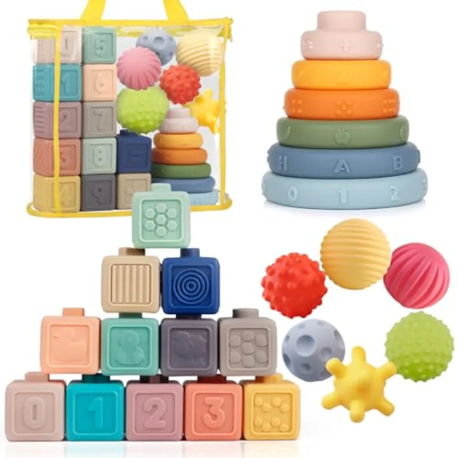 Montessori Toys Soft Stacking Building Blocks Rings Balls Sets 3 in 1 Baby Toys Bundle for Babies Sensory for Toddlers Teething
Montessori Toys Soft Stacking Building Blocks Rings Balls Sets 3 in 1 Baby Toys Bundle for Babies Sensory for Toddlers Teething