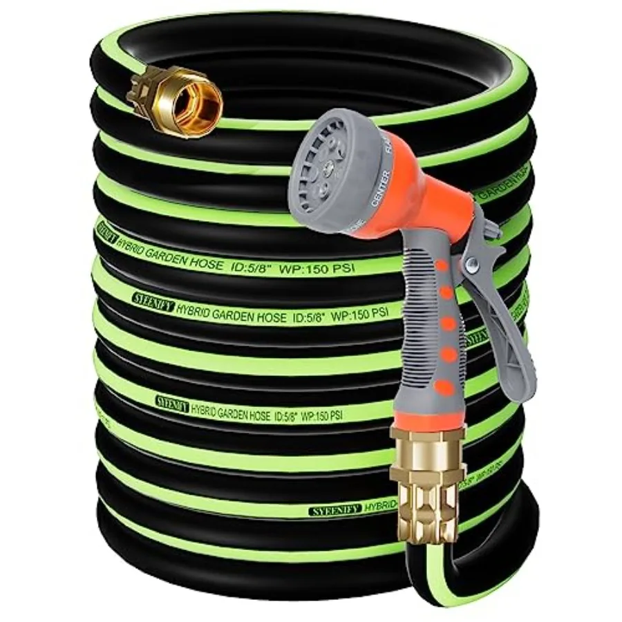 Kink Free Garden Hose 100ft 5/8 Heavy Duty Hybrid Water Hose Ultra Durable Flexible Rubber Hose with Sprayer Nozzle Leakproof Y
Kink Free Garden Hose 100ft 5/8 Heavy Duty Hybrid Water Hose Ultra Durable Flexible Rubber Hose with Sprayer Nozzle Leakproof Y