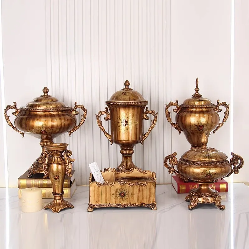 Vintage storage and storage jar, vase, European resin relief decoration jar, living room foyer handicraft decoration piece 
Vintage storage and storage jar, vase, European resin relief decoration jar, living room foyer handicraft decoration piece