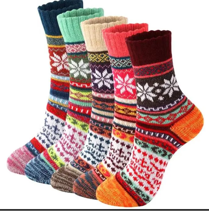 Women Woolen Socks Thick Warm Vintage Ethnic Muticolors Autumn Winter 5 pairs/set
Women Woolen Socks Thick Warm Vintage Ethnic Muticolors Autumn Winter 5 pairs/set