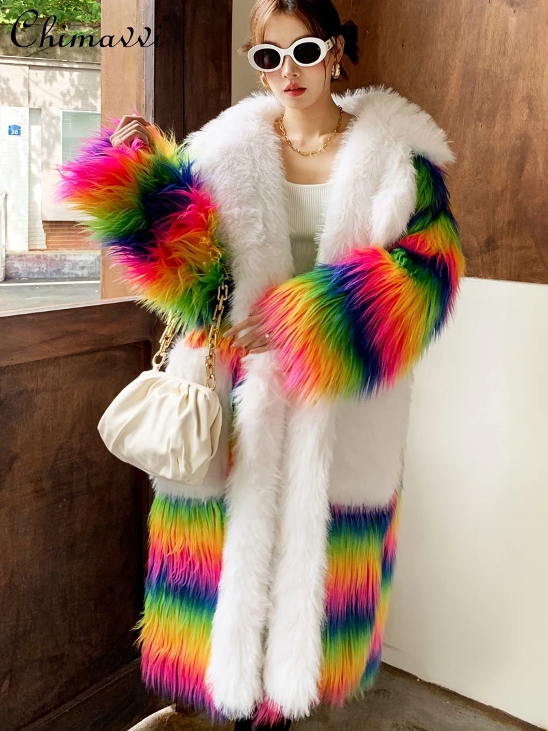 Rainbow Long Fur Jackets 2023 Winter Clothes New High-End Loose Thick Suit Lapel Furry Coat Womens Elegant Lamb Wool Pocket Coat
Rainbow Long Fur Jackets 2023 Winter Clothes New High-End Loose Thick Suit Lapel Furry Coat Womens Elegant Lamb Wool Pocket Coat