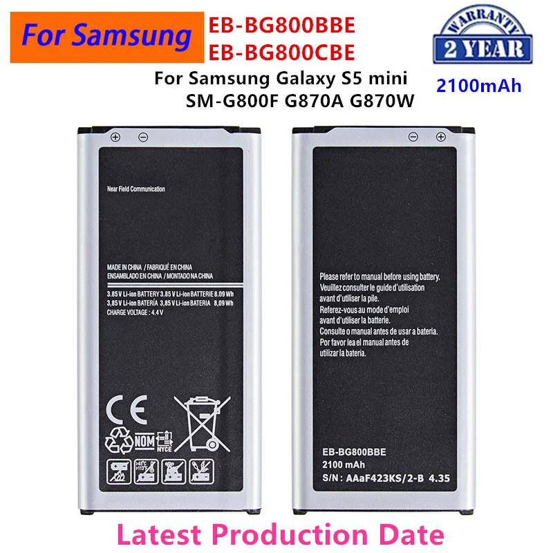 Brand New EB-BG800BBE EB-BG800CBE 2100mAh Battery For Samsung Galaxy S5 mini S5MINI SM-G800F G870A G870W Mobile Phone
Brand New EB-BG800BBE EB-BG800CBE 2100mAh Battery For Samsung Galaxy S5 mini S5MINI SM-G800F G870A G870W Mobile Phone
