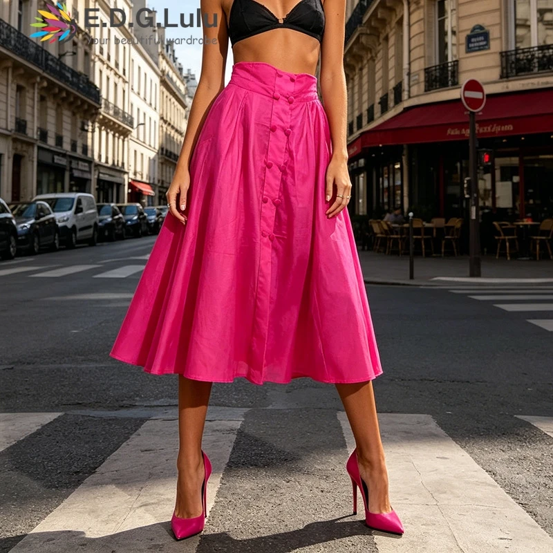 EDGLuLu Fashion Versatile Double Breasted Midi Skirt Women's 2026 Spring Summer New High Waist A-Line White Black Dresses 0706
EDGLuLu Fashion Versatile Double Breasted Midi Skirt Women's 2026 Spring Summer New High Waist A-Line White Black Dresses 0706