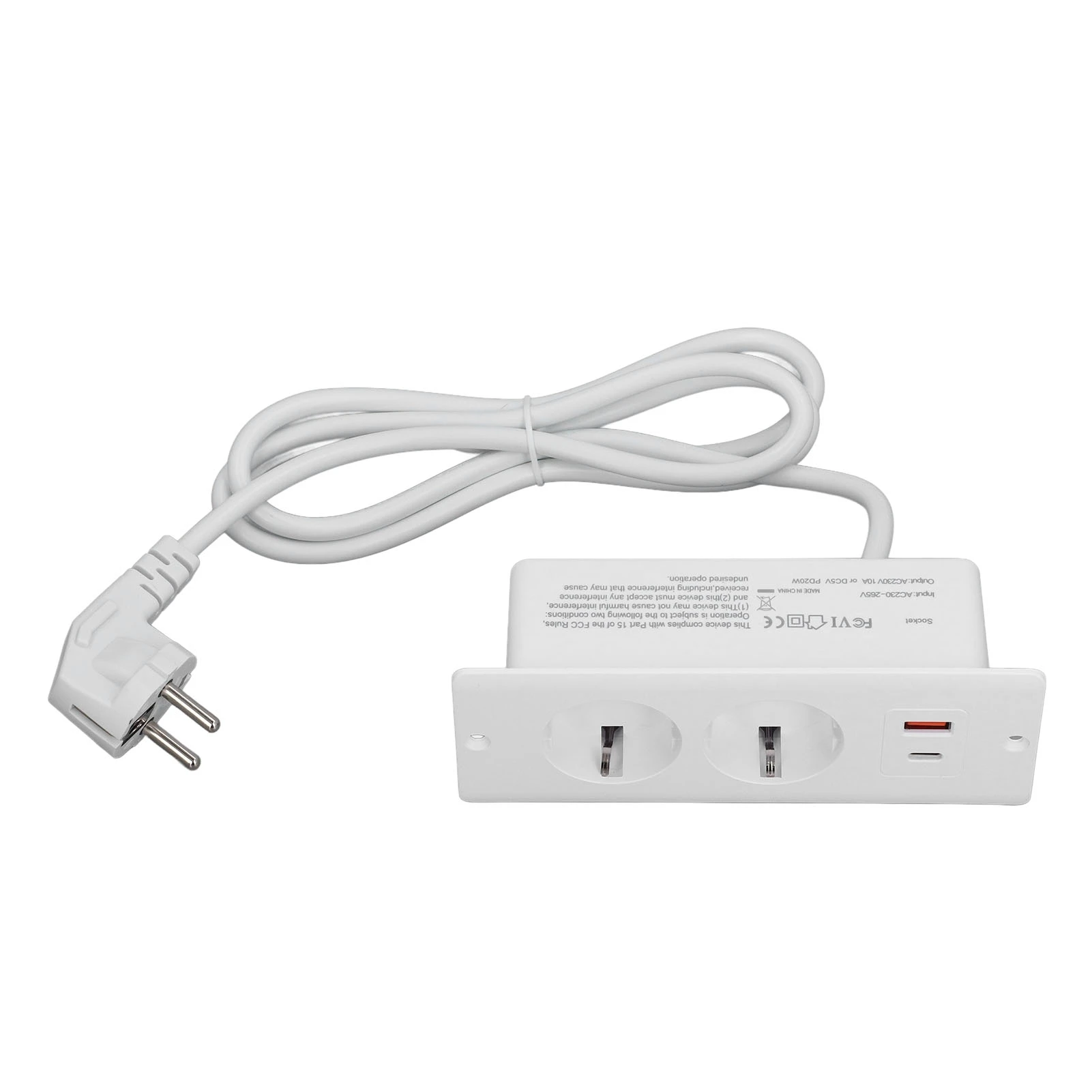 Recessed Socket 2 Outlets with PD20W USB C USB A Port Embedded Furniture Power Strip 1.5m Cord
Recessed Socket 2 Outlets with PD20W USB C USB A Port Embedded Furniture Power Strip 1.5m Cord