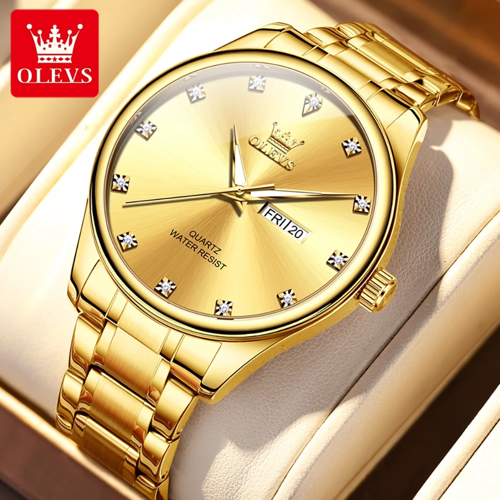 OLEVS Mens Watches Top Brand Luxury Stainless Steel Gold Quartz Watch Men Waterproof Luminous Date Week Fashion Wristwatch Male
OLEVS Mens Watches Top Brand Luxury Stainless Steel Gold Quartz Watch Men Waterproof Luminous Date Week Fashion Wristwatch Male