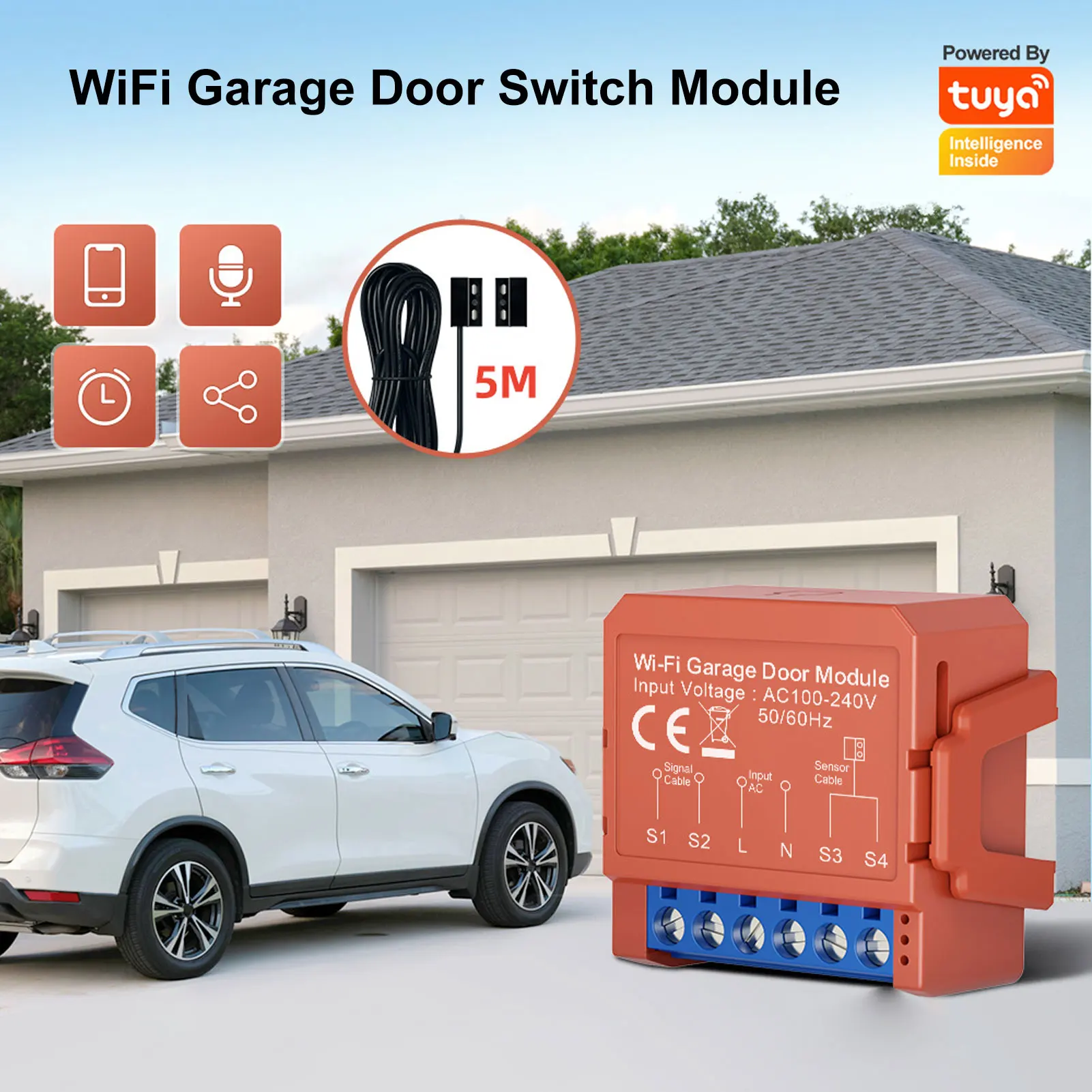Tuya WiFi Smart Garage Door Opener Switch Remote Control Voice Control Timer Event Log Function Programable Garage Door Module
Tuya WiFi Smart Garage Door Opener Switch Remote Control Voice Control Timer Event Log Function Programable Garage Door Module