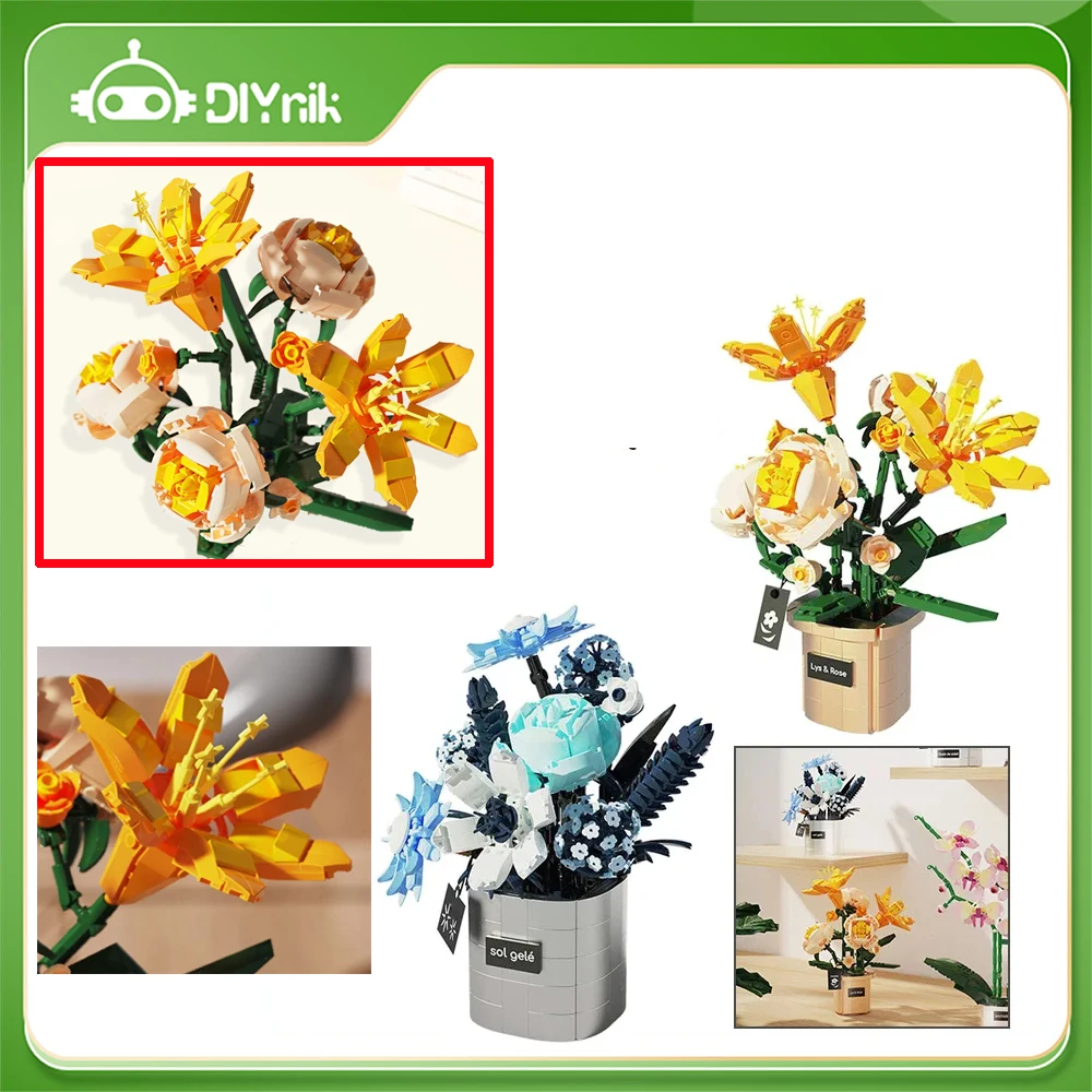 Creative Flower Series Building Blocks with Vase Simulation Bouquet Assembly Model Sunset Lily Room Decor Ornaments Gifts #T25
Creative Flower Series Building Blocks with Vase Simulation Bouquet Assembly Model Sunset Lily Room Decor Ornaments Gifts #T25