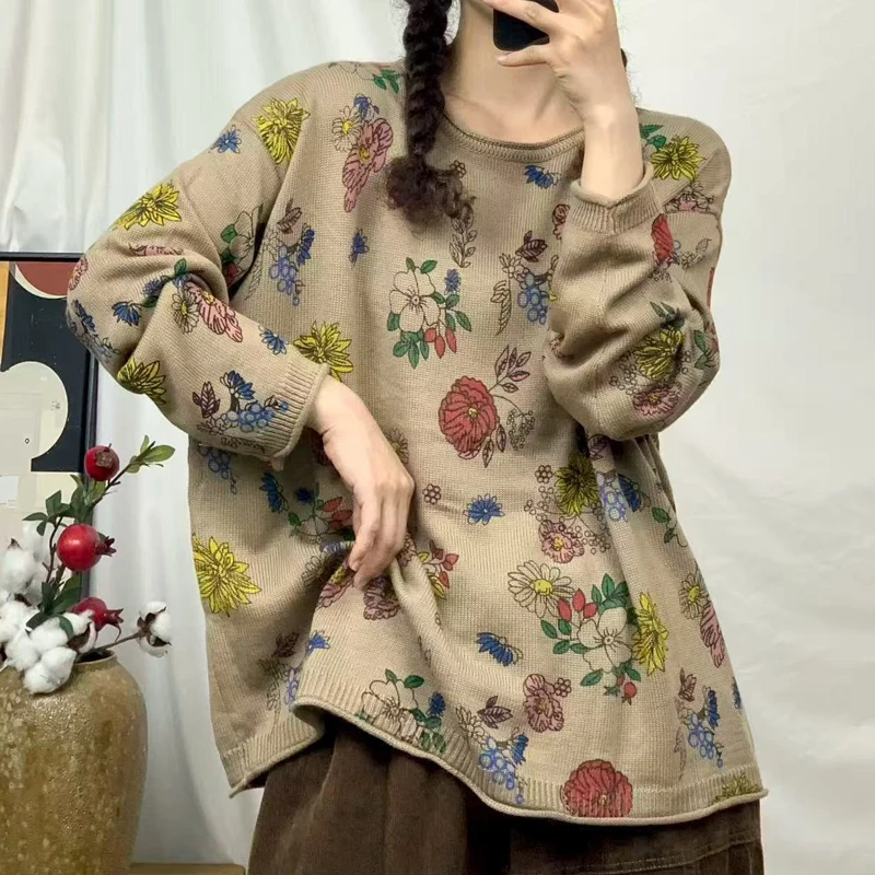 Свитер с цветочным принтом, женский весенне-осенний корейский модный пуловер с круглым вырезом, женская одежда, топ с длинными рукавами, свитера в стиле Харадзюку
Свитер с цветочным принтом, женский весенне-осенний корейский модный пуловер с круглым вырезом, женская одежда, топ с длинными рукавами, свитера в стиле Харадзюку
