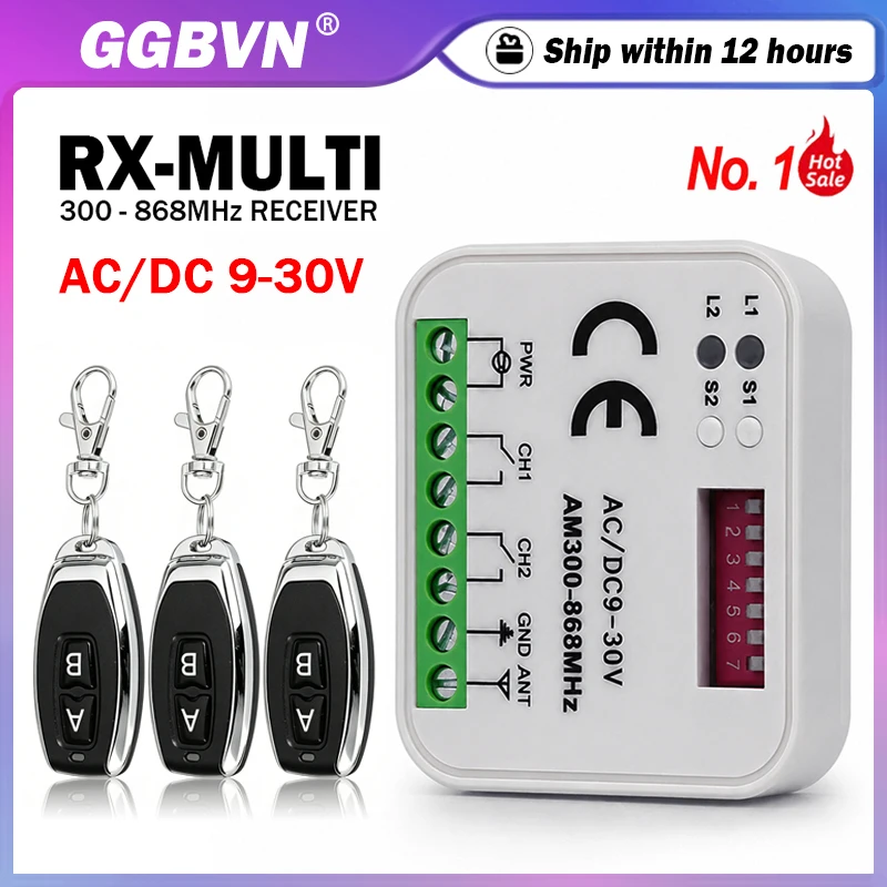 New Universal 868MHz 433MHz Garage / Gate Remote Control Receiver RX MULTI 300-868MHz Opener AC / DC 9-30V Impulse Relay Switch
New Universal 868MHz 433MHz Garage / Gate Remote Control Receiver RX MULTI 300-868MHz Opener AC / DC 9-30V Impulse Relay Switch