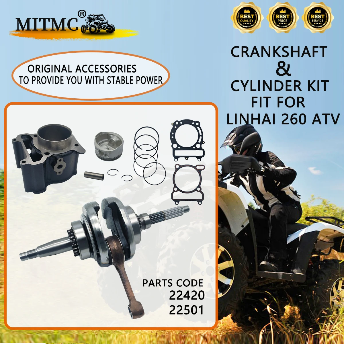 Original Crankshaft Assembly & Cylinder Kit for ATV Linhai 260 Engine Moped ATV Scooter Go Kart Buggy Motorcycle 22501 22420
Original Crankshaft Assembly & Cylinder Kit for ATV Linhai 260 Engine Moped ATV Scooter Go Kart Buggy Motorcycle 22501 22420