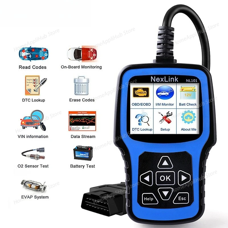 Сканер OBD2 монитора батареи для автомобилей Nexlink NL101 Автомобильный диагностический инструмент
Сканер OBD2 монитора батареи для автомобилей Nexlink NL101 Автомобильный диагностический инструмент