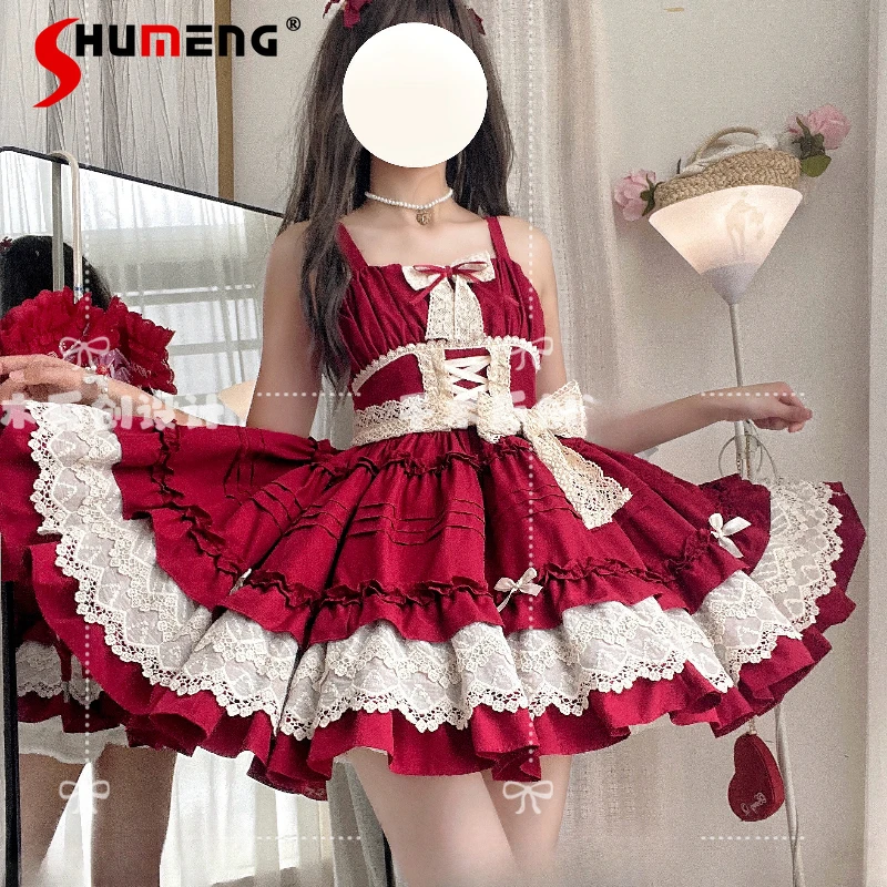 Original Summer Lolita Red Suspender Dress Jsk Soft Girls Student Kawaii Sweet Bow Lace High Waist Dresses Women's Short Dress
Original Summer Lolita Red Suspender Dress Jsk Soft Girls Student Kawaii Sweet Bow Lace High Waist Dresses Women's Short Dress