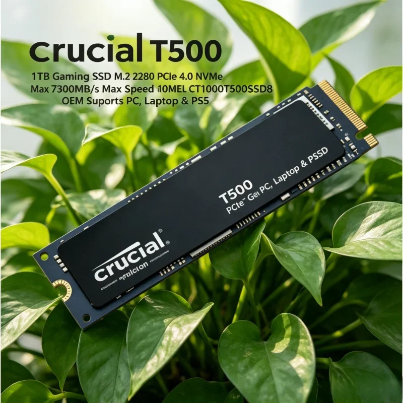 Crucial T500 1TB M.2 2280 Gaming SSD, PCIe 4.0 NVMe, 7300MB/s Max Speed, OEM CT1000T500SSD8, Supports PC, Laptop & PS5
Crucial T500 1TB M.2 2280 Gaming SSD, PCIe 4.0 NVMe, 7300MB/s Max Speed, OEM CT1000T500SSD8, Supports PC, Laptop & PS5
