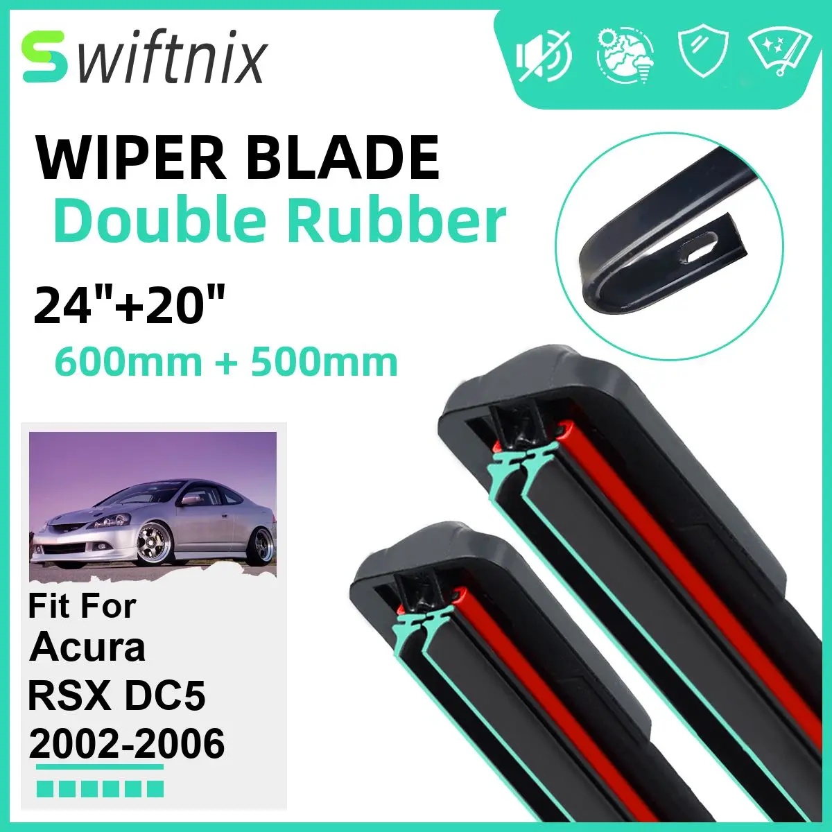 Двойные резиновые автомобильные дворники для Acura RSX DC5 2002-2006, резиновые автомобильные аксессуары для переднего лобового стекла, лобового стекла 2004 2005 2006
Двойные резиновые автомобильные дворники для Acura RSX DC5 2002-2006, резиновые автомобильные аксессуары для переднего лобового стекла, лобового стекла 2004 2005 2006