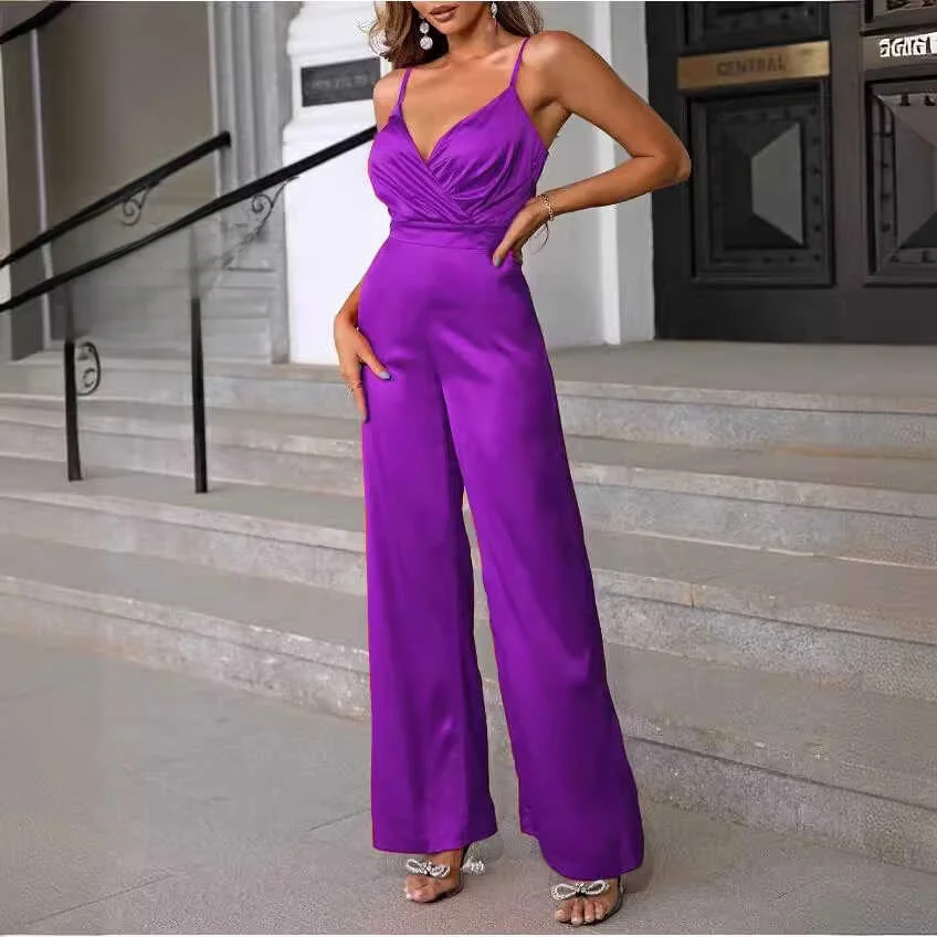 Ele High Waist Wide Leg Jumpsuit V Ne Women's Rer Casual Pants High Quali Commute Sle Long Length Other Material
Ele High Waist Wide Leg Jumpsuit V Ne Women's Rer Casual Pants High Quali Commute Sle Long Length Other Material