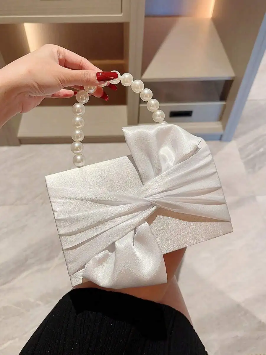 Elegant Bow Detail Box Shaped Evening Clutch With Faux Pearl Handle For Wedding Party Prom
Elegant Bow Detail Box Shaped Evening Clutch With Faux Pearl Handle For Wedding Party Prom