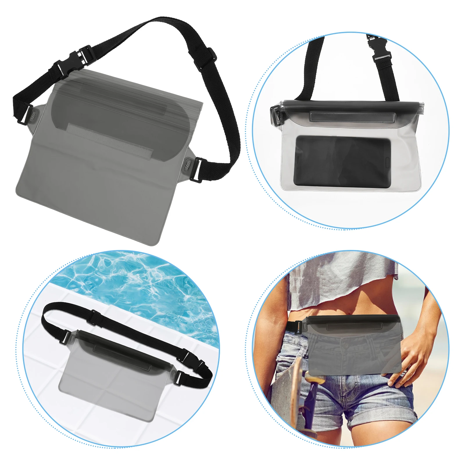 2pcs Waterproof Phone Pouch Adjustable Fanny Pack PVC Case for Cell Phones Universal Mobile Stand Water Resistant Slope
2pcs Waterproof Phone Pouch Adjustable Fanny Pack PVC Case for Cell Phones Universal Mobile Stand Water Resistant Slope