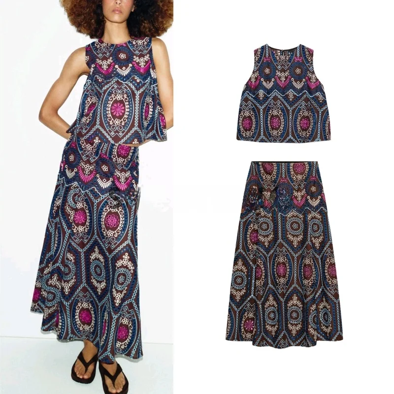 Embroidered Hollow out Sleeveless round Neck Midi Skirt Fashion Set Women's Spring Season Clothing round Neck Mid-Length Top
Embroidered Hollow out Sleeveless round Neck Midi Skirt Fashion Set Women's Spring Season Clothing round Neck Mid-Length Top