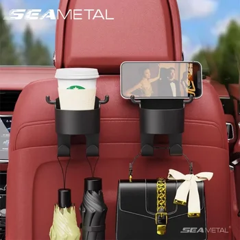 SEAMETAL 자동차 좌석 뒷좌석 음료 거치대 걸이식 컵 거치대, 후크 포함, 범용 자동 뒷줄 행어, 안정적인 병 거치대 전화 스탠드