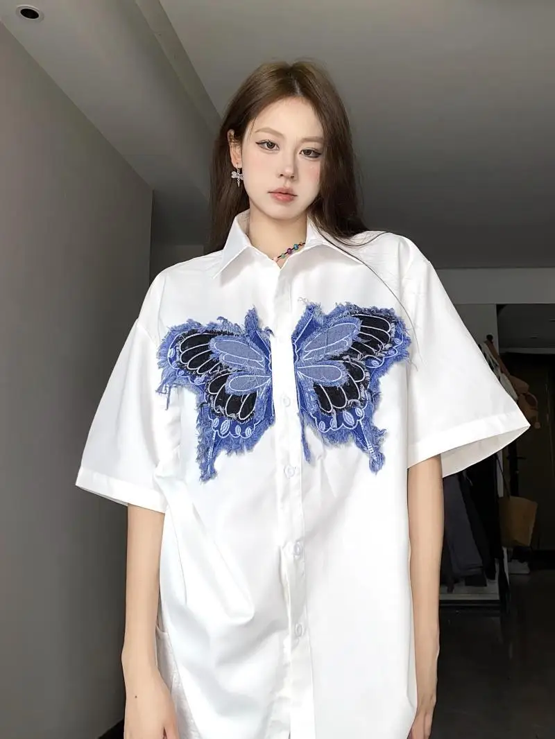 Women'S Three-Dimensional Butterfly Design Sense Half-Sleeve Shirt Niche Casual Loose Shirt Coat Joker
Women'S Three-Dimensional Butterfly Design Sense Half-Sleeve Shirt Niche Casual Loose Shirt Coat Joker