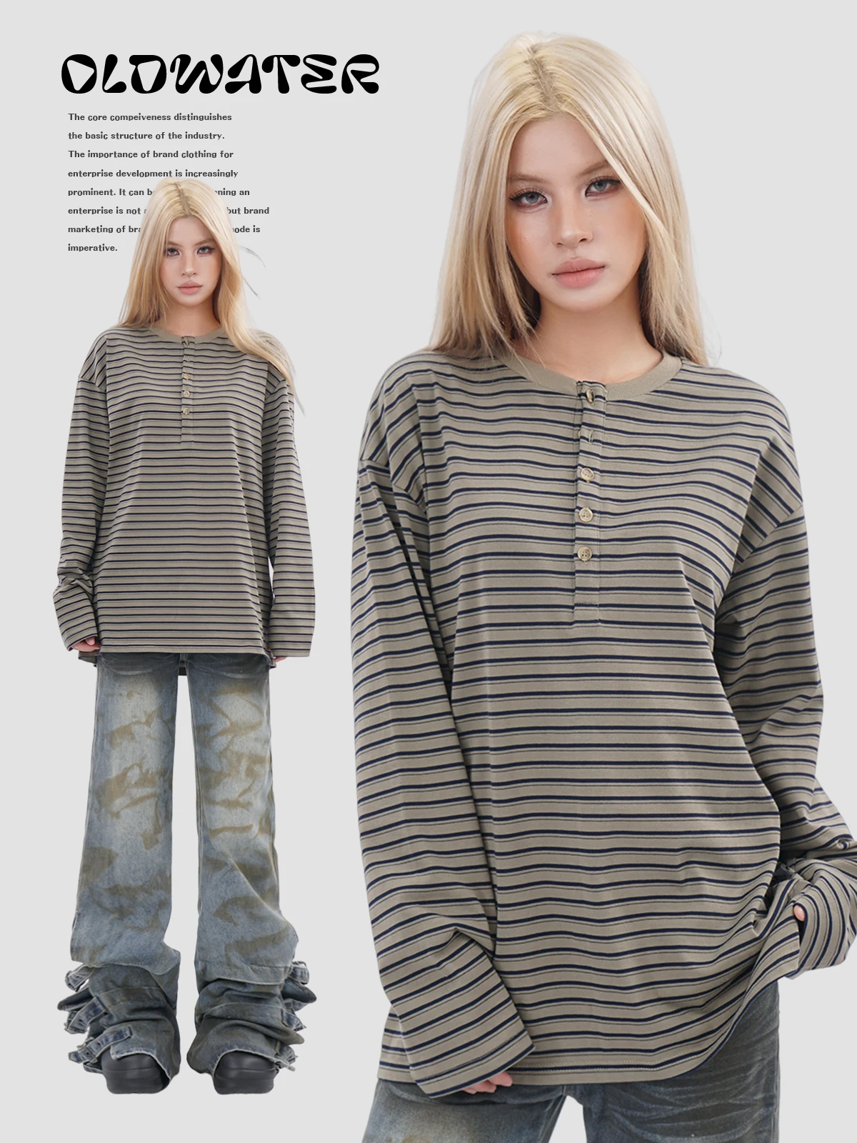 American Retro Striped Long Sleeve Women's T-shirt round Neck Button Design Casual Loose Base Layer Trendy Street Style Top
American Retro Striped Long Sleeve Women's T-shirt round Neck Button Design Casual Loose Base Layer Trendy Street Style Top
