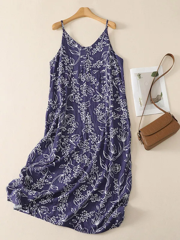 Elegant Long Printed Maxi Dress Women's Fashionable Summer Breathable Sleeveless V-Neck A-Line Gown Artistic Loose Style
Elegant Long Printed Maxi Dress Women's Fashionable Summer Breathable Sleeveless V-Neck A-Line Gown Artistic Loose Style