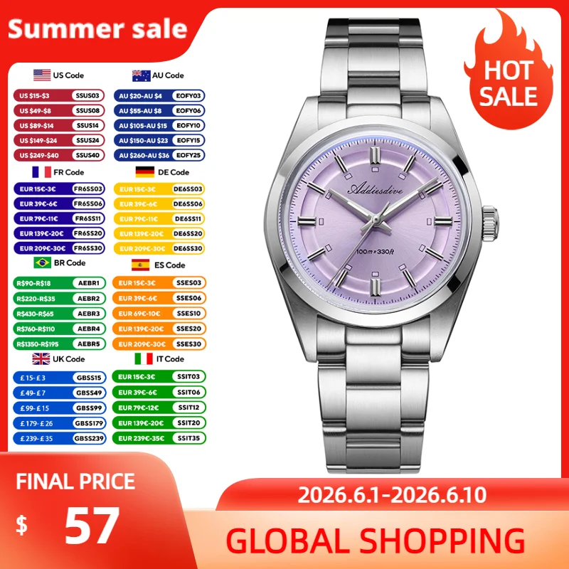 ADDIESDIVE New 36mm Men Quartz Watches K1 Dome Glass Luxury Fashion Wristwatch BGW9 Ultra-Bright Luminous 100m Waterproof Watch
ADDIESDIVE New 36mm Men Quartz Watches K1 Dome Glass Luxury Fashion Wristwatch BGW9 Ultra-Bright Luminous 100m Waterproof Watch