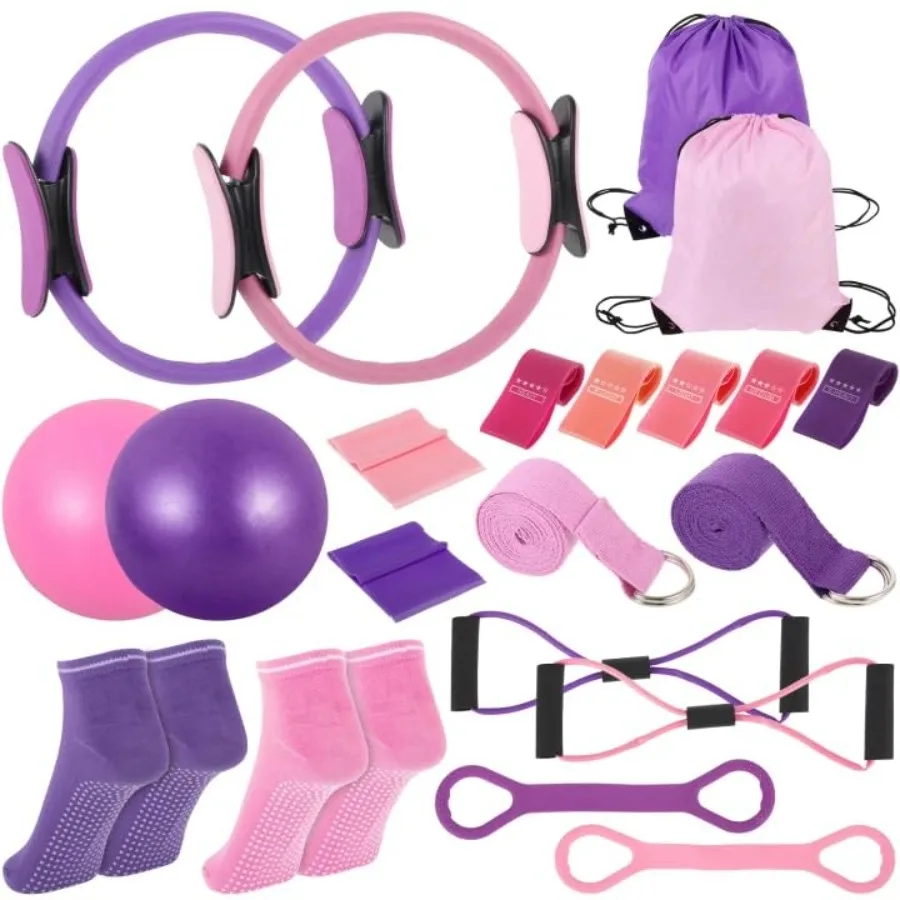 21 Pcs Pilates Ring Circle Set for Women, Includes 9.8 in Ball Yoga, Ring Stretching, Strap Bands, Non Slip Socks, Back Bags fo
21 Pcs Pilates Ring Circle Set for Women, Includes 9.8 in Ball Yoga, Ring Stretching, Strap Bands, Non Slip Socks, Back Bags fo