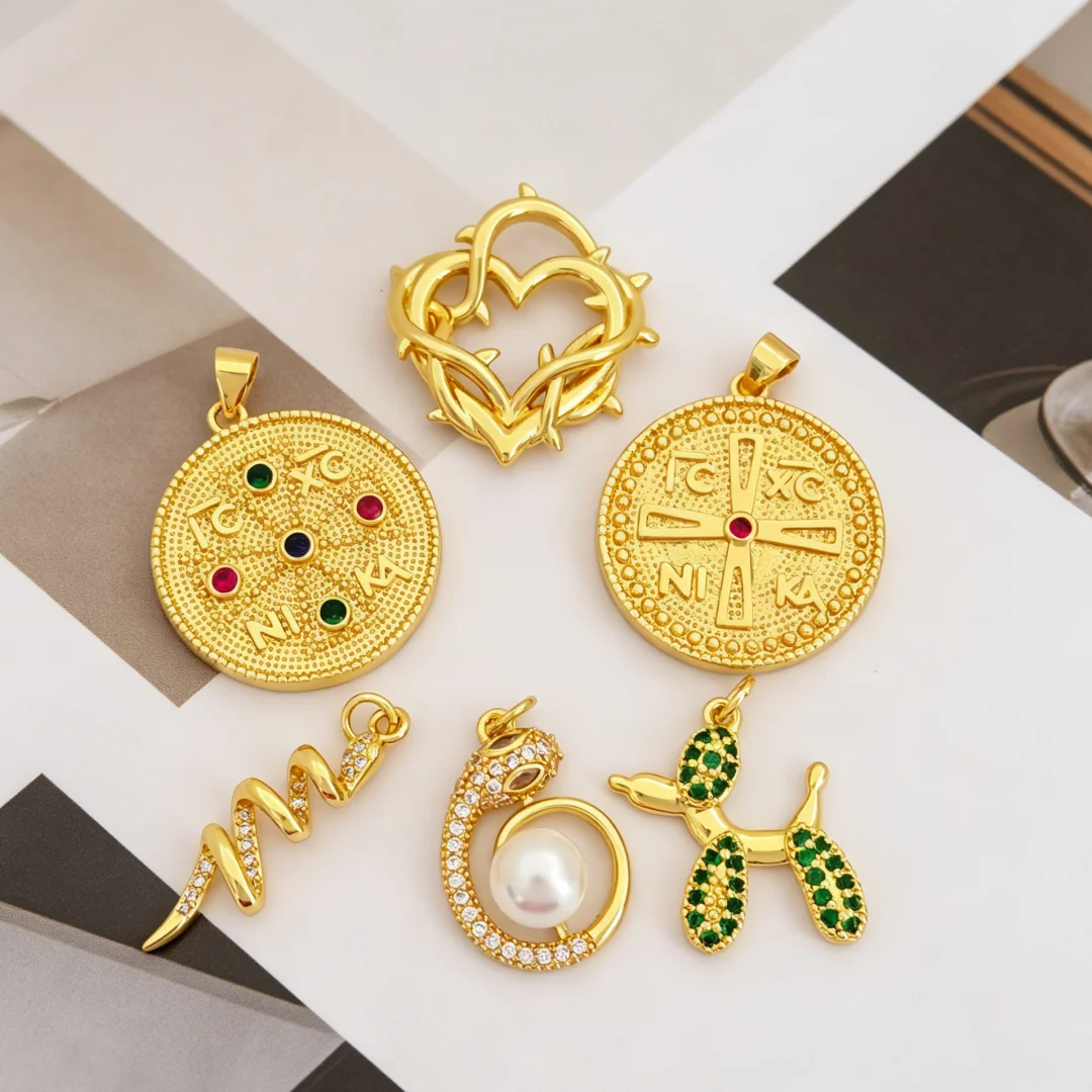 2Pcs Pendants Brass Zircon Thorn Heart Round Cross Dog Pearl Snake Elegant Charms DIY Jewelry Accessories Necklace Bracelet Part
2Pcs Pendants Brass Zircon Thorn Heart Round Cross Dog Pearl Snake Elegant Charms DIY Jewelry Accessories Necklace Bracelet Part
