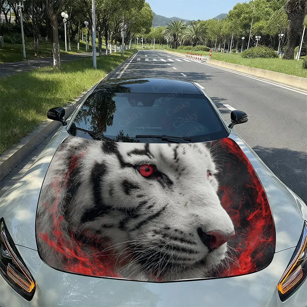 Flame Red Eyes White Tiger Pattern Car Hood Decal, Durable Car Vinyl Packaging Suitable For Most Vehicles, Car Hood Protective F
Flame Red Eyes White Tiger Pattern Car Hood Decal, Durable Car Vinyl Packaging Suitable For Most Vehicles, Car Hood Protective F