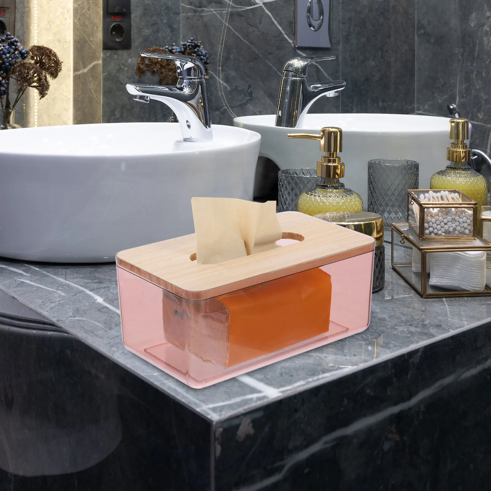 Modern Tissue Box Holder for Home Office Bedroom Living Room Napkin Storage Organizer with Wooden Lid for Bathrooms
Modern Tissue Box Holder for Home Office Bedroom Living Room Napkin Storage Organizer with Wooden Lid for Bathrooms