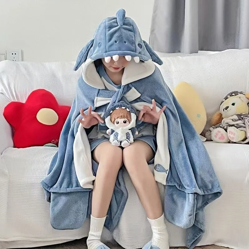 Japanese Flannel Kawaii Plush Pajamas Cosplay Cotton Doll Costume Adults Shark Sleepwear Sleeping Cape Classroom Office Blanket 
Japanese Flannel Kawaii Plush Pajamas Cosplay Cotton Doll Costume Adults Shark Sleepwear Sleeping Cape Classroom Office Blanket