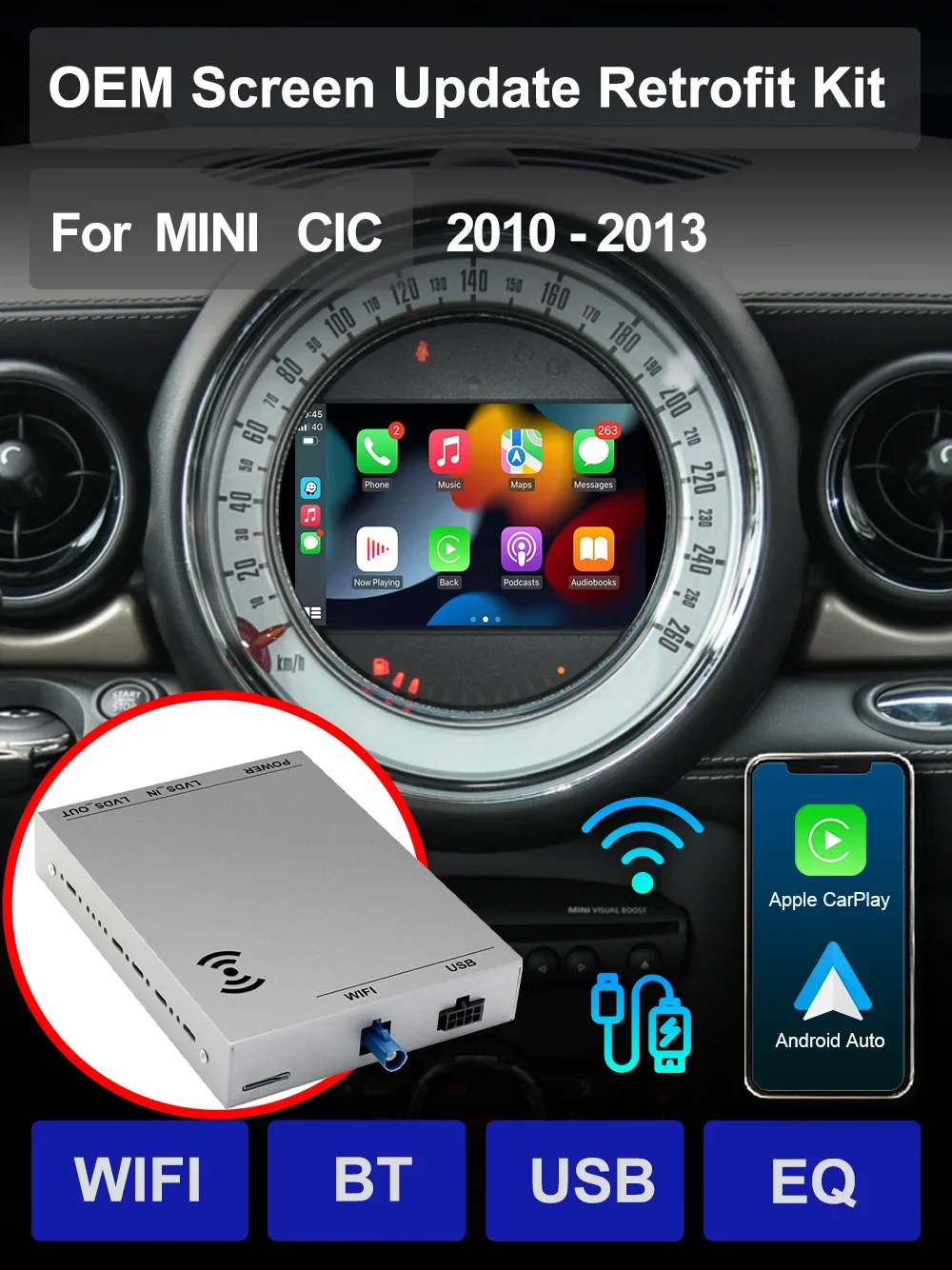 Wireless Carplay For MINI Cooper JWC R55 R56 R57 F55 F56 F57 Countryman F60 R60 Peaceman R61 CCC CIC NBT Android Auto Module Box
Wireless Carplay For MINI Cooper JWC R55 R56 R57 F55 F56 F57 Countryman F60 R60 Peaceman R61 CCC CIC NBT Android Auto Module Box