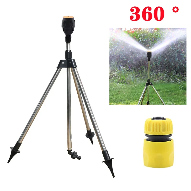 360 Degree Automatic Rotating Sprinkler with Stainless Steel Tripod Stand For Lawn And Garden Watering with 1/2" Connector
360 Degree Automatic Rotating Sprinkler with Stainless Steel Tripod Stand For Lawn And Garden Watering with 1/2" Connector