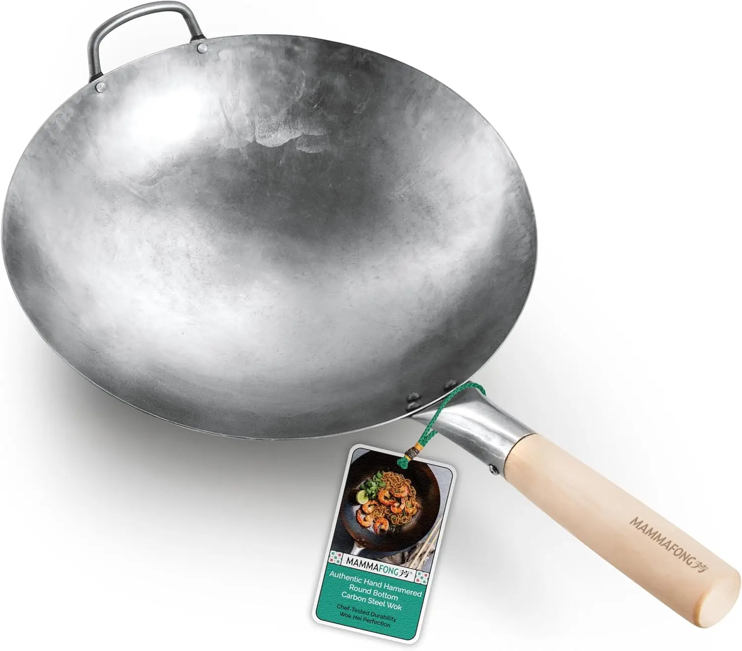 14-inch Traditional Carbon Steel Wok Pan, Hand Hammered Stir Fry Pan with No Chemical Coating, Round Bottom Design
14-inch Traditional Carbon Steel Wok Pan, Hand Hammered Stir Fry Pan with No Chemical Coating, Round Bottom Design