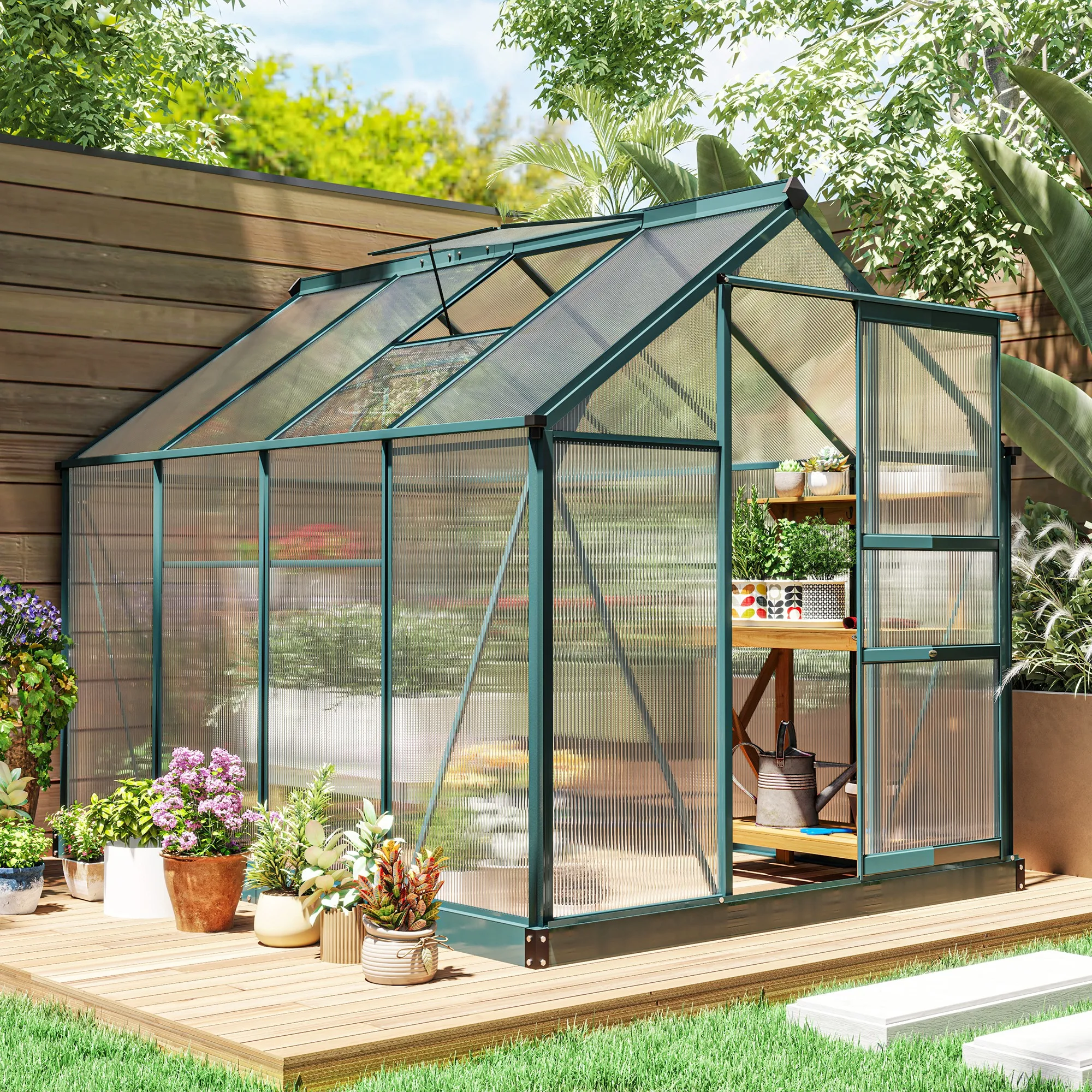 6' X 8' X 7 Greenhouse Aluminum Frame Walk-In Outdoor Plant Garden Polycarbonate
6' X 8' X 7 Greenhouse Aluminum Frame Walk-In Outdoor Plant Garden Polycarbonate