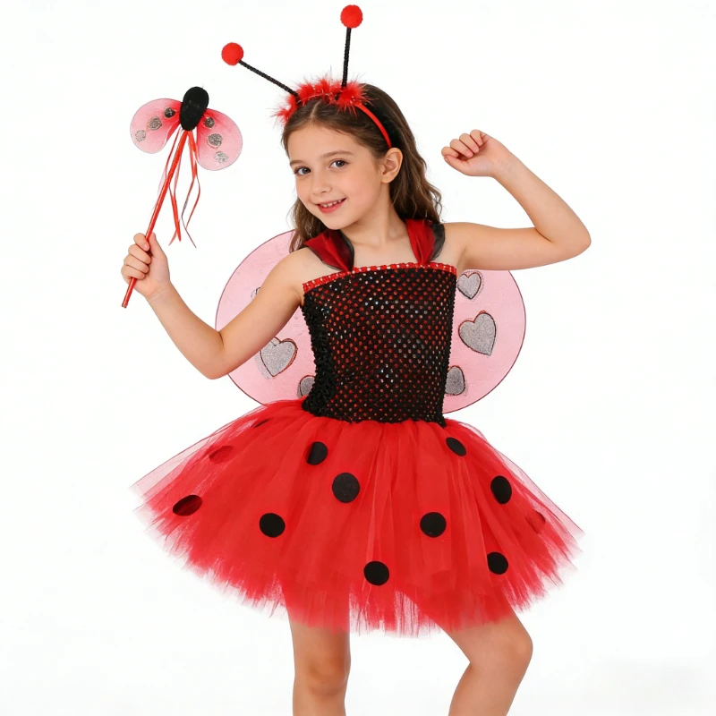 Baby Girls Lady Beetle Ballet Tutu Dress with Wings Set Kids New Year Fairy Tutus Children Ladybirds Halloween Christmas Costume
Baby Girls Lady Beetle Ballet Tutu Dress with Wings Set Kids New Year Fairy Tutus Children Ladybirds Halloween Christmas Costume
