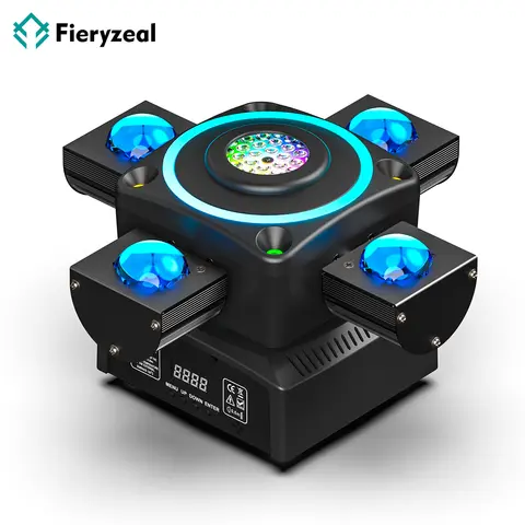 Fieryzeal Four-armed Stage Light 90W RGBW 4IN1 Lighting Effect DMX512 19CH Colorful Moving Head Light for DJ Disco Party Concert