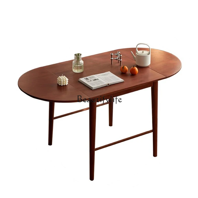 Solid wood folding dining table retro multi-functional retractable small apartment household oval dining table
Solid wood folding dining table retro multi-functional retractable small apartment household oval dining table