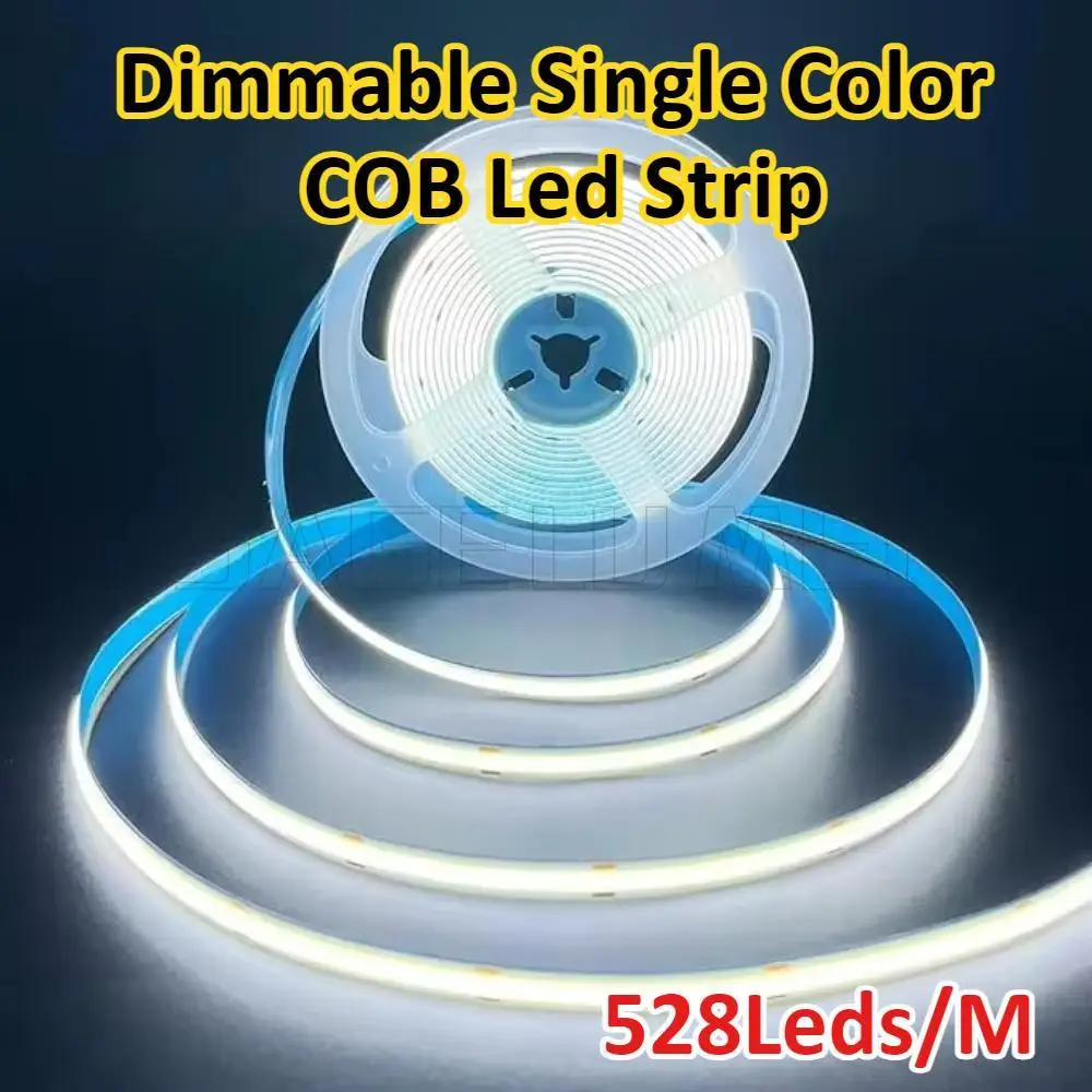 DC12V/24V Dimmable Single Color COB Led Strip 528Leds/M 10Mm 3000K 6000K 4000K Uniform Strip Lights for Stair Cabinet Light 5M
DC12V/24V Dimmable Single Color COB Led Strip 528Leds/M 10Mm 3000K 6000K 4000K Uniform Strip Lights for Stair Cabinet Light 5M