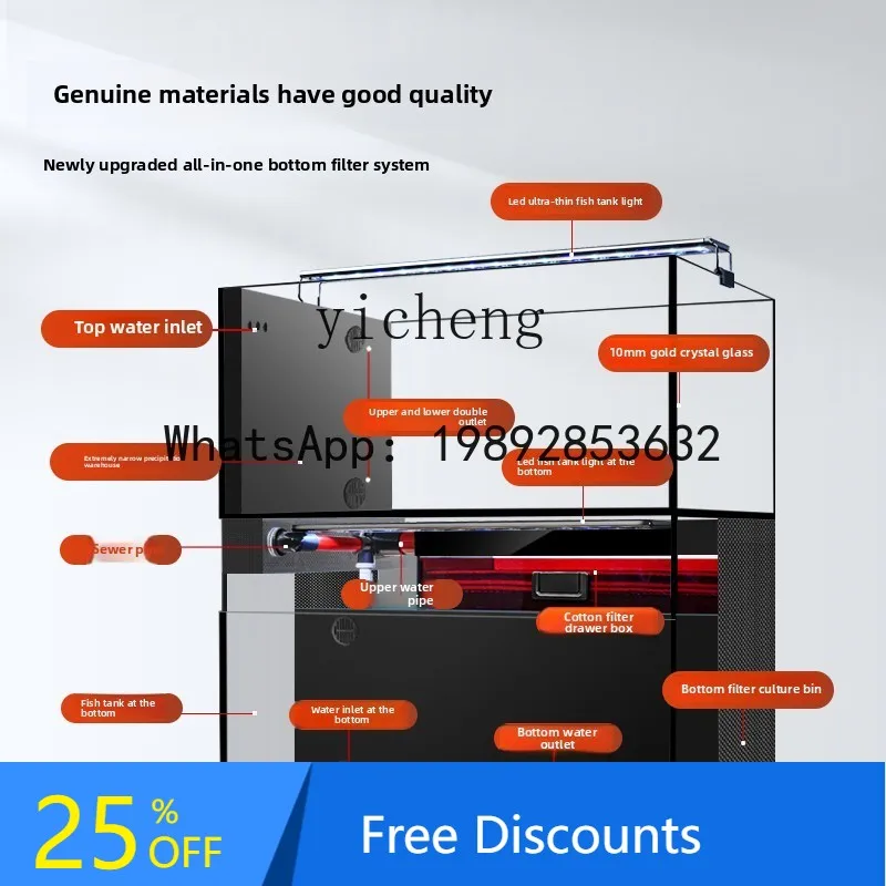 new desktop side overflow stream tank bottom filter ultra-white fish tank living room South American wind goldfish grass tank 
new desktop side overflow stream tank bottom filter ultra-white fish tank living room South American wind goldfish grass tank