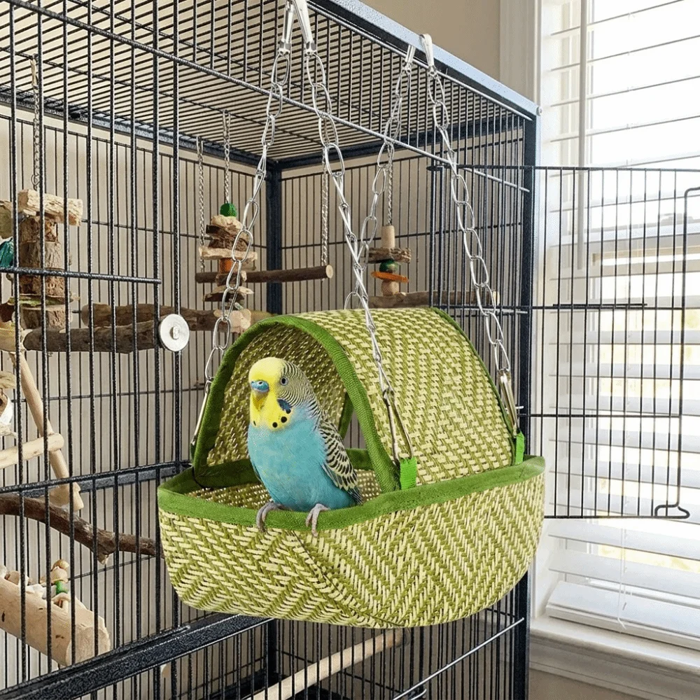 Bite Resistant Hanging Bird Nest Woven Boat Shape Bird Swing Hammock Breathable Cooling Parrot Sleeping Tent For Small Pet
Bite Resistant Hanging Bird Nest Woven Boat Shape Bird Swing Hammock Breathable Cooling Parrot Sleeping Tent For Small Pet