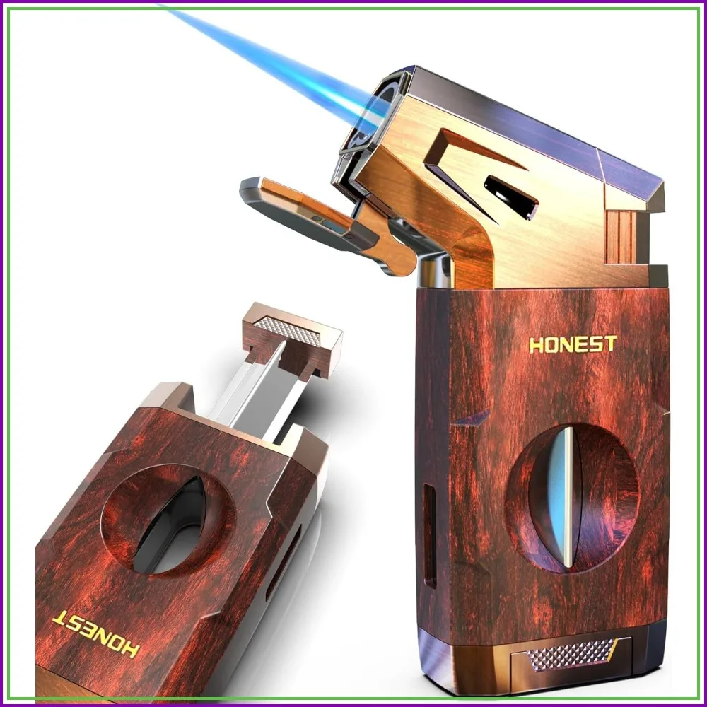 Windproof Butane Torch Lighter with V Cutter, Adjustable Jet Flame, Refillable with Fuel Window, Gifts for Men
Windproof Butane Torch Lighter with V Cutter, Adjustable Jet Flame, Refillable with Fuel Window, Gifts for Men