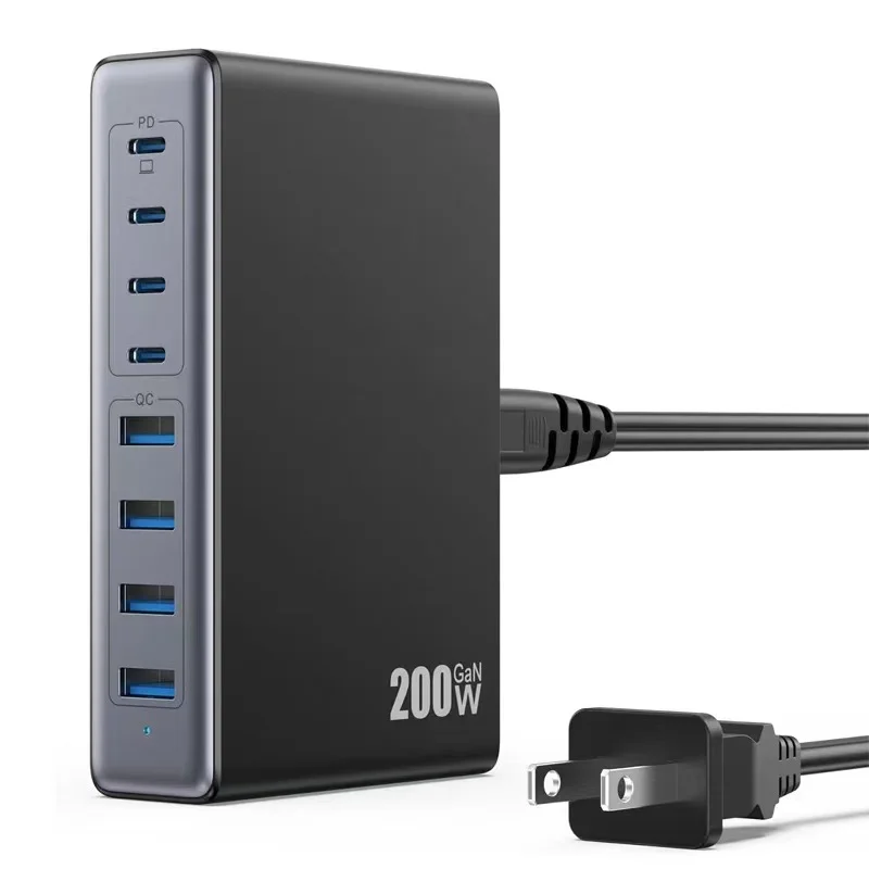 USB-зарядное устройство высокой мощности 200 Вт, функциональный адаптер зарядного устройства GaN, порт PD 3,0 QC4.0, станция быстрой зарядки, концентратор для ноутбуков, мобильных телефонов 
USB-зарядное устройство высокой мощности 200 Вт, функциональный адаптер зарядного устройства GaN, порт PD 3,0 QC4.0, станция быстрой зарядки, концентратор для ноутбуков, мобильных телефонов