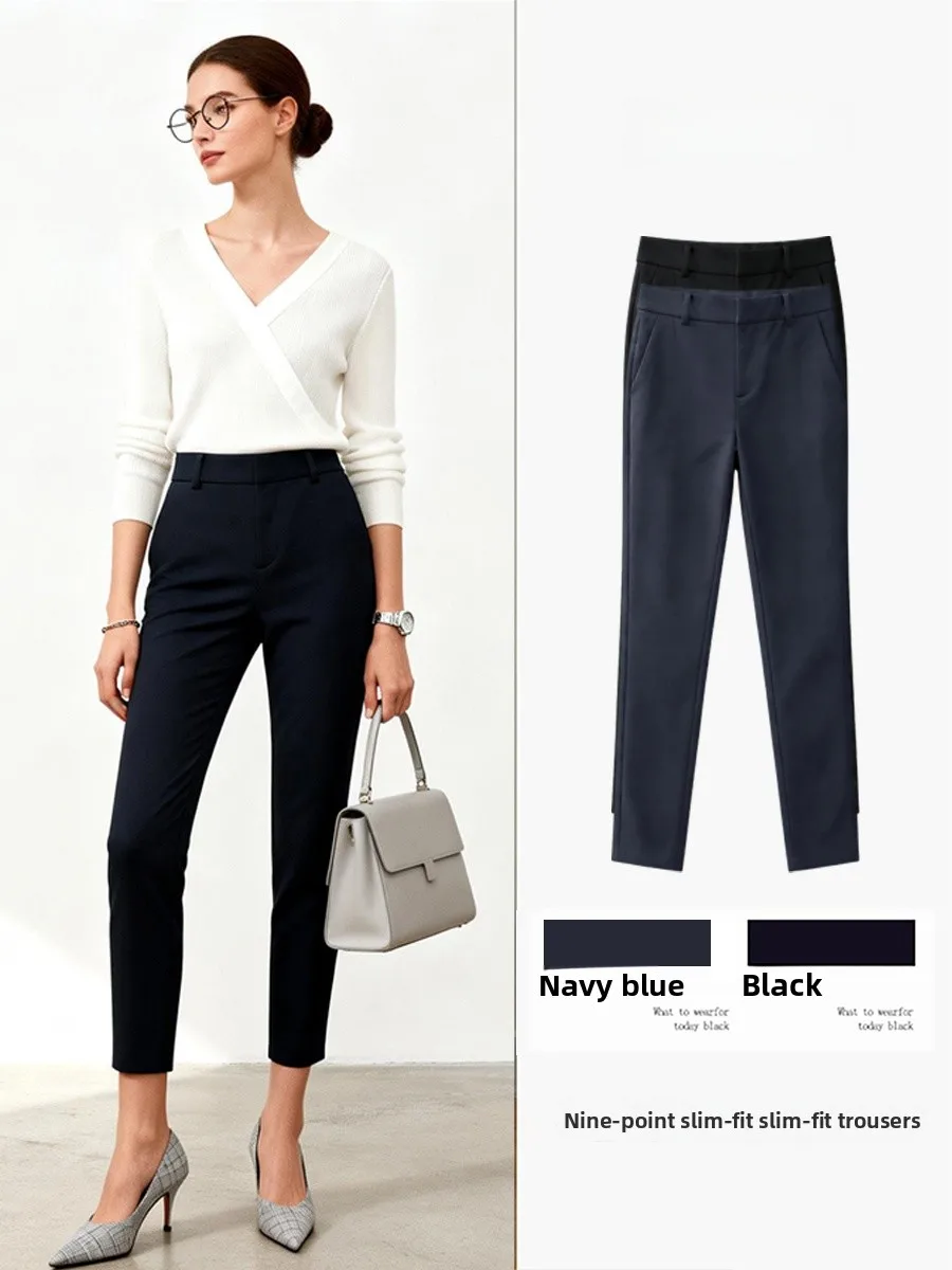 High Waist Drapey Straight Leg Suit Pants Nine Points Casual Commute Women's Faion Korean Sle Pure Color ket Detail
High Waist Drapey Straight Leg Suit Pants Nine Points Casual Commute Women's Faion Korean Sle Pure Color ket Detail
