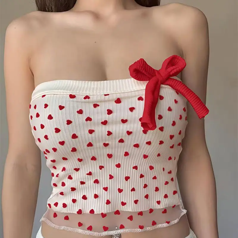 Women Sexy Strapless vest Y2K Korean Chic Tank Top Aesthetic Print Mesh Perspective Tube Top Sleeveless BOW Temptation Crop Tops
Women Sexy Strapless vest Y2K Korean Chic Tank Top Aesthetic Print Mesh Perspective Tube Top Sleeveless BOW Temptation Crop Tops